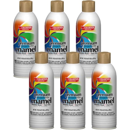 Chase Products Sprayon quick-drying enamel net weight 10.5 oz. Gold Metallic.Cans., 6PK 4190925